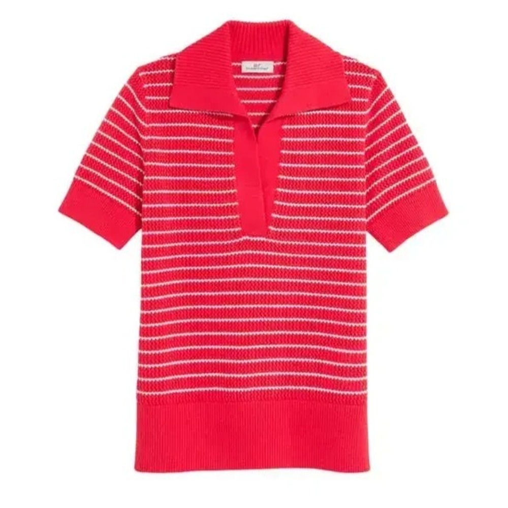 Vineyard‎ Vines® (Women's MEDIUM) Crochet Short Sleeve Polo Sweater - $128